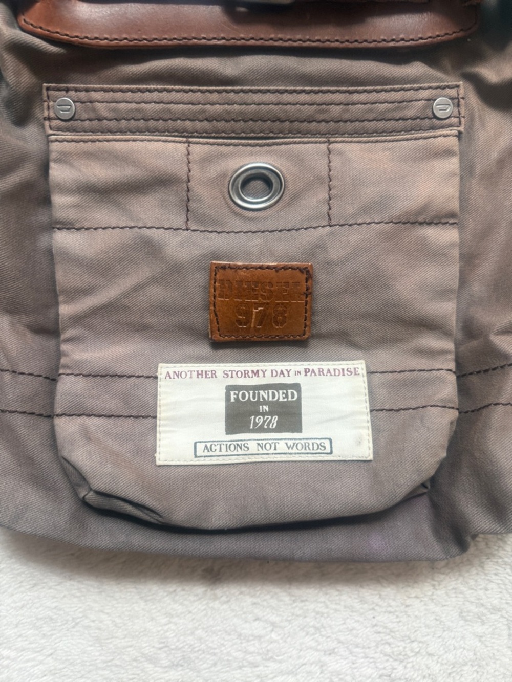Diesel Men's Olive Brown Canvas Messenger Bag with Leather Trim - Picture 2 of 5
